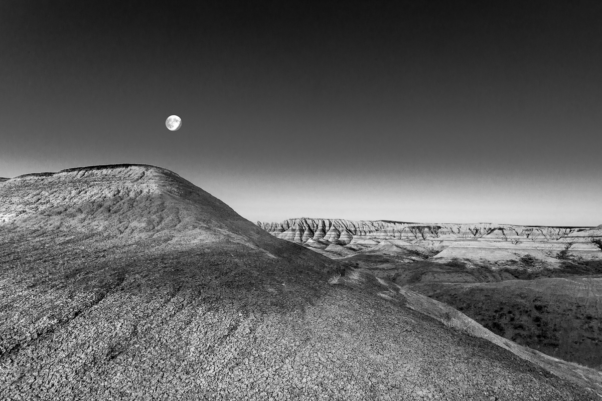 Moonset Badlands South Dakota - Monochrome Print - Name Withheld Per Request