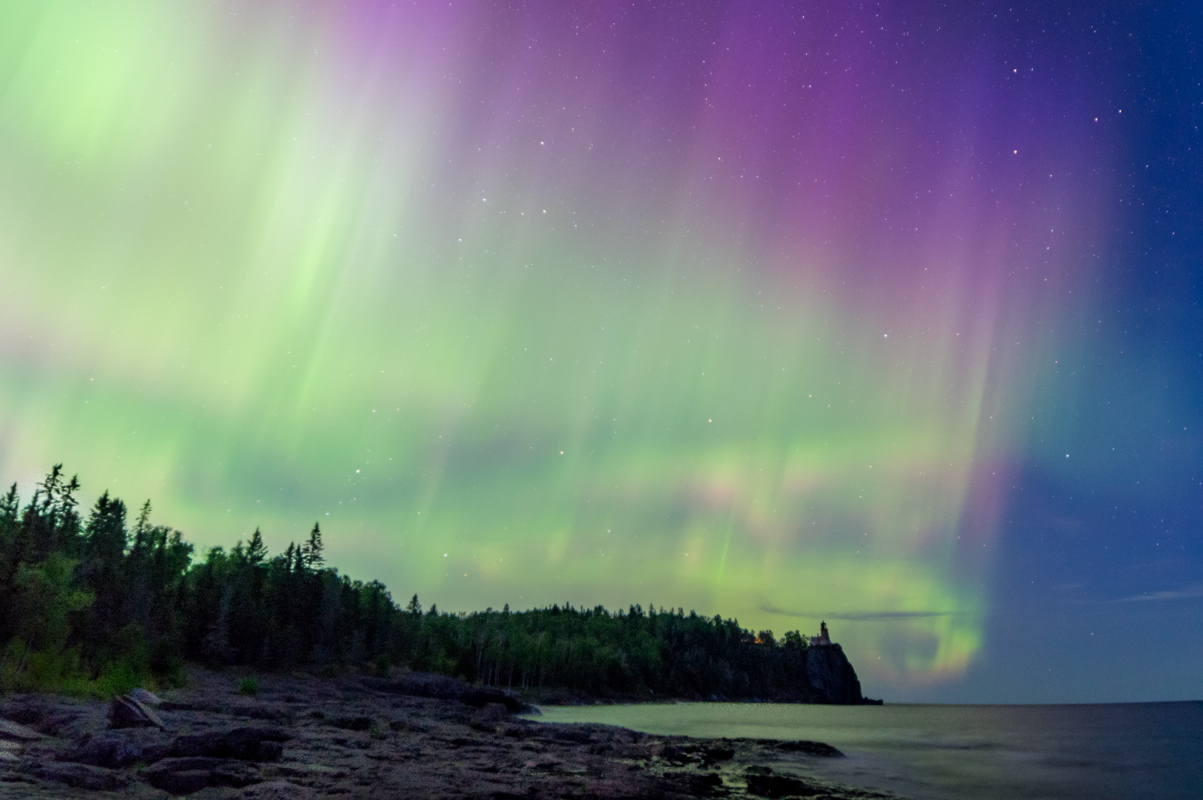 Aurora Over Split Rock - Color Print - Steve Simmer