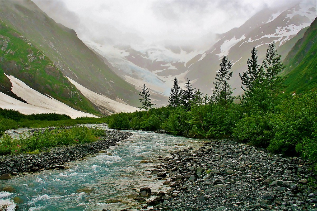 Foggy Rainy Glacial Runoff at Portage Glacier - Digital (Phototravel) - Name Withheld Per Request